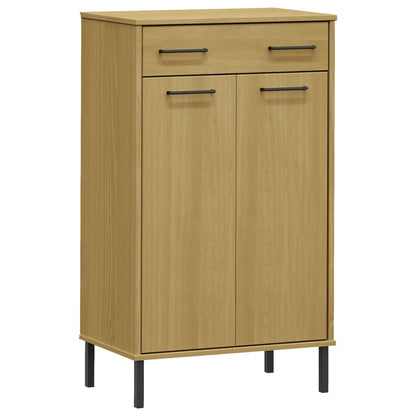 Skoställ Trä Skoskåp med metallben OSLO Brun massiv furu