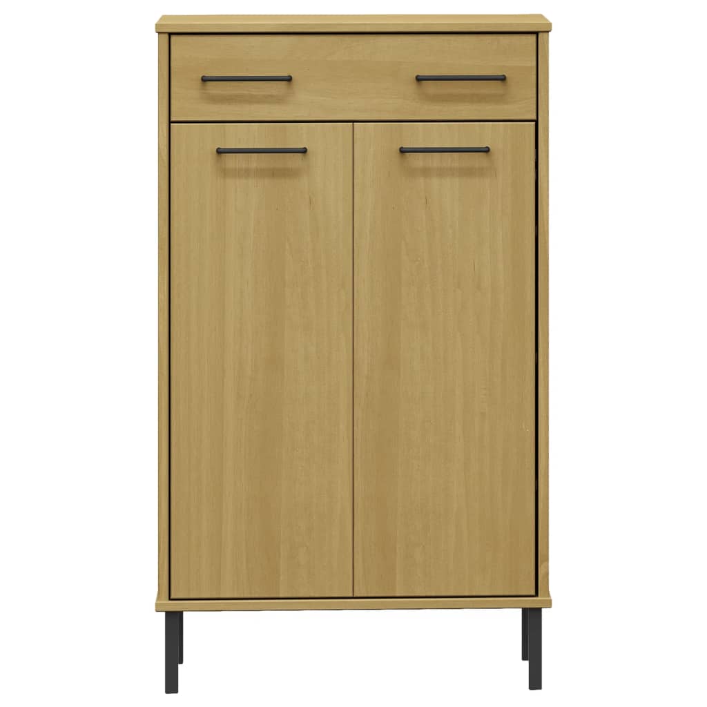 Skoställ Trä Skoskåp med metallben OSLO Brun massiv furu