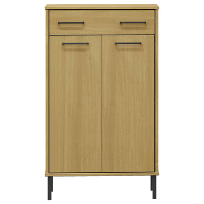 Skoställ Trä Skoskåp med metallben OSLO Brun massiv furu