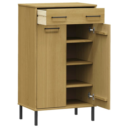 Skoställ Trä Skoskåp med metallben OSLO Brun massiv furu