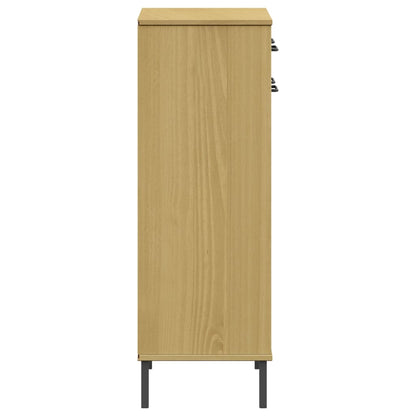 Skoställ Trä Skoskåp med metallben OSLO Brun massiv furu