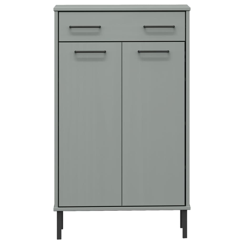 Skoställ Grå Skoskåp med metallben OSLO massiv furu