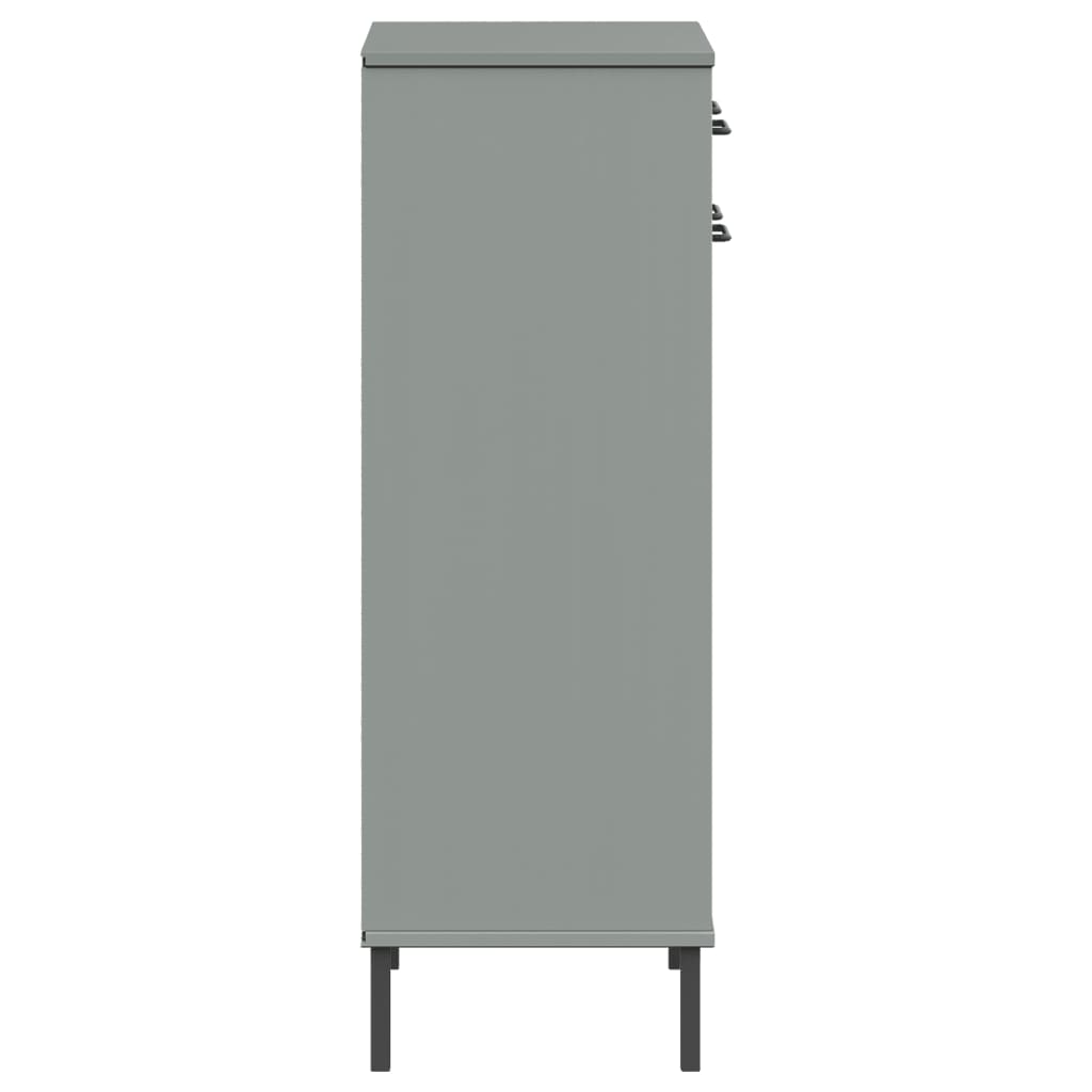 Skoställ Grå Skoskåp med metallben OSLO massiv furu