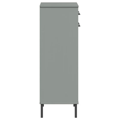 Skoställ Grå Skoskåp med metallben OSLO massiv furu