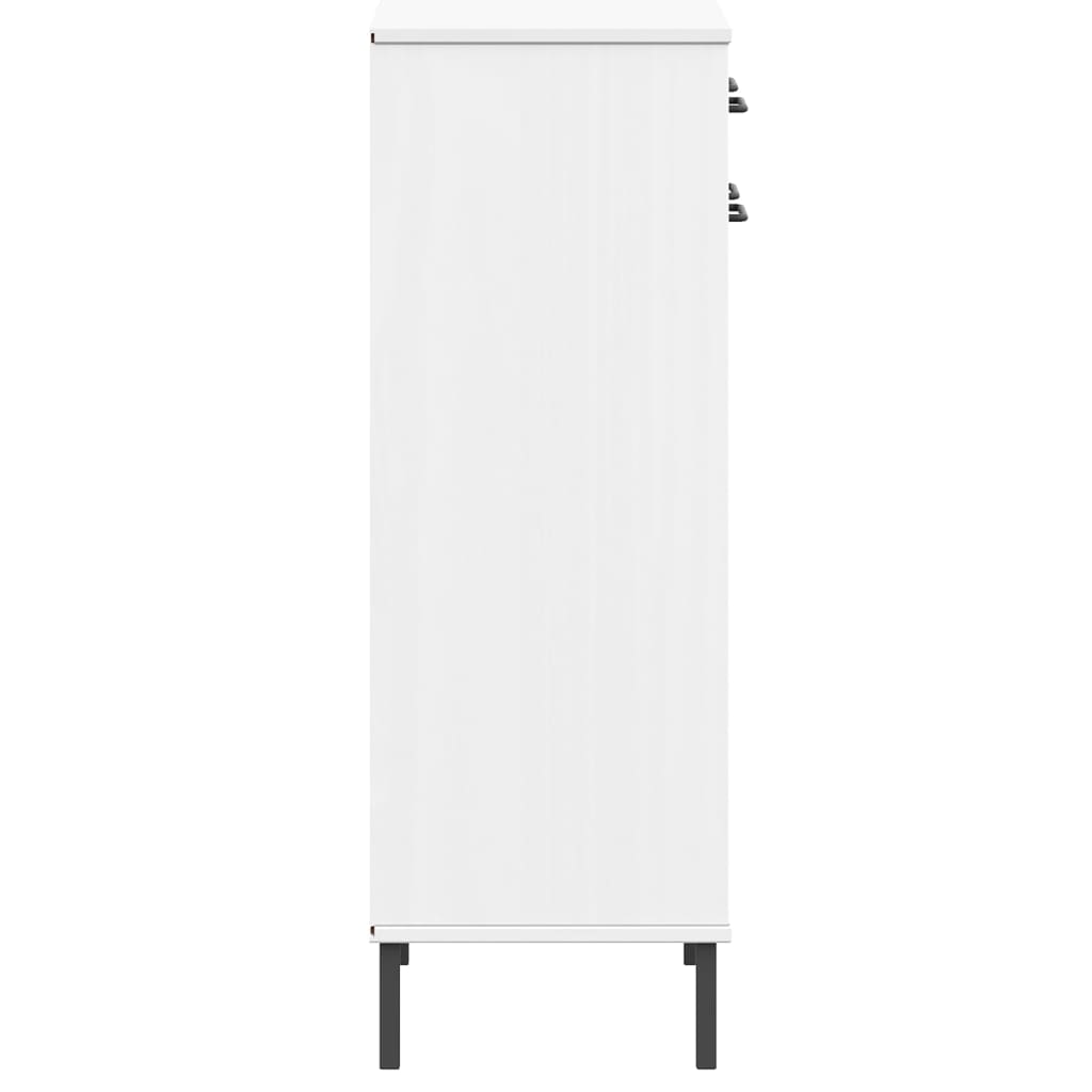 Skoställ Vit Skoskåp med metallben OSLO massiv furu