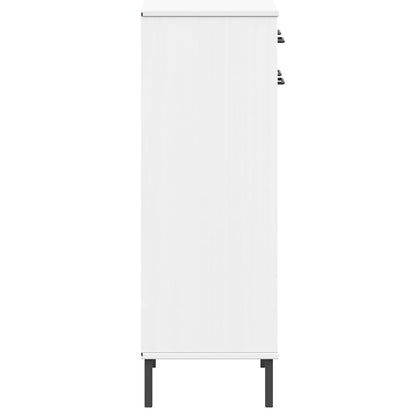 Skoställ Vit Skoskåp med metallben OSLO massiv furu