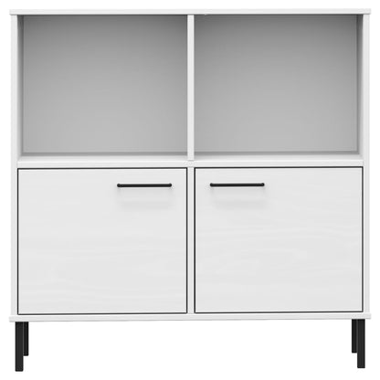 Skåp Vit med metallben OSLO 90x35x90,5 cm massivt trä