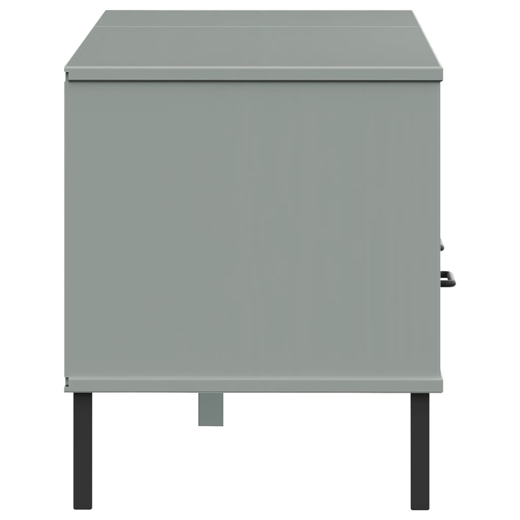 TV-Möbel Grå TV-Bänk med metallben OSLO massiv furu