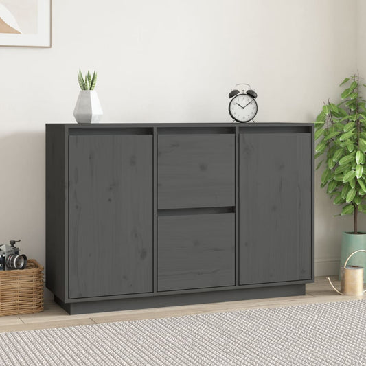 Skåp Grå 111x34x75 cm massiv furu
