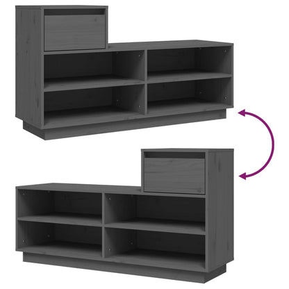 Skoställ Grå Skoskåp 110x34x61 cm massiv furu