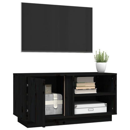 TV-Möbel Svart TV-Bänk 80x35x40,5 cm massiv furu
