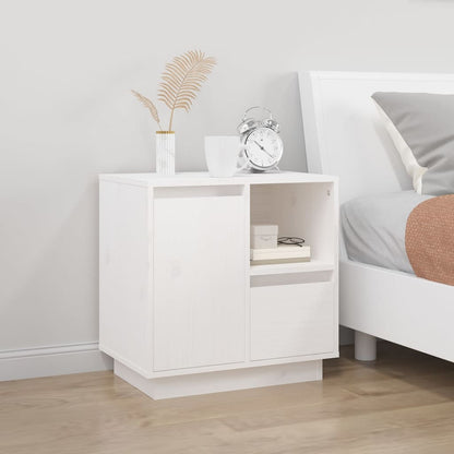Sängbord 2 st vit 50x34x50 cm massivt furuträ