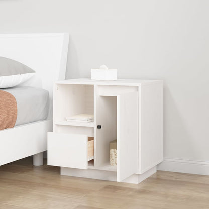 Sängbord 2 st vit 50x34x50 cm massivt furuträ