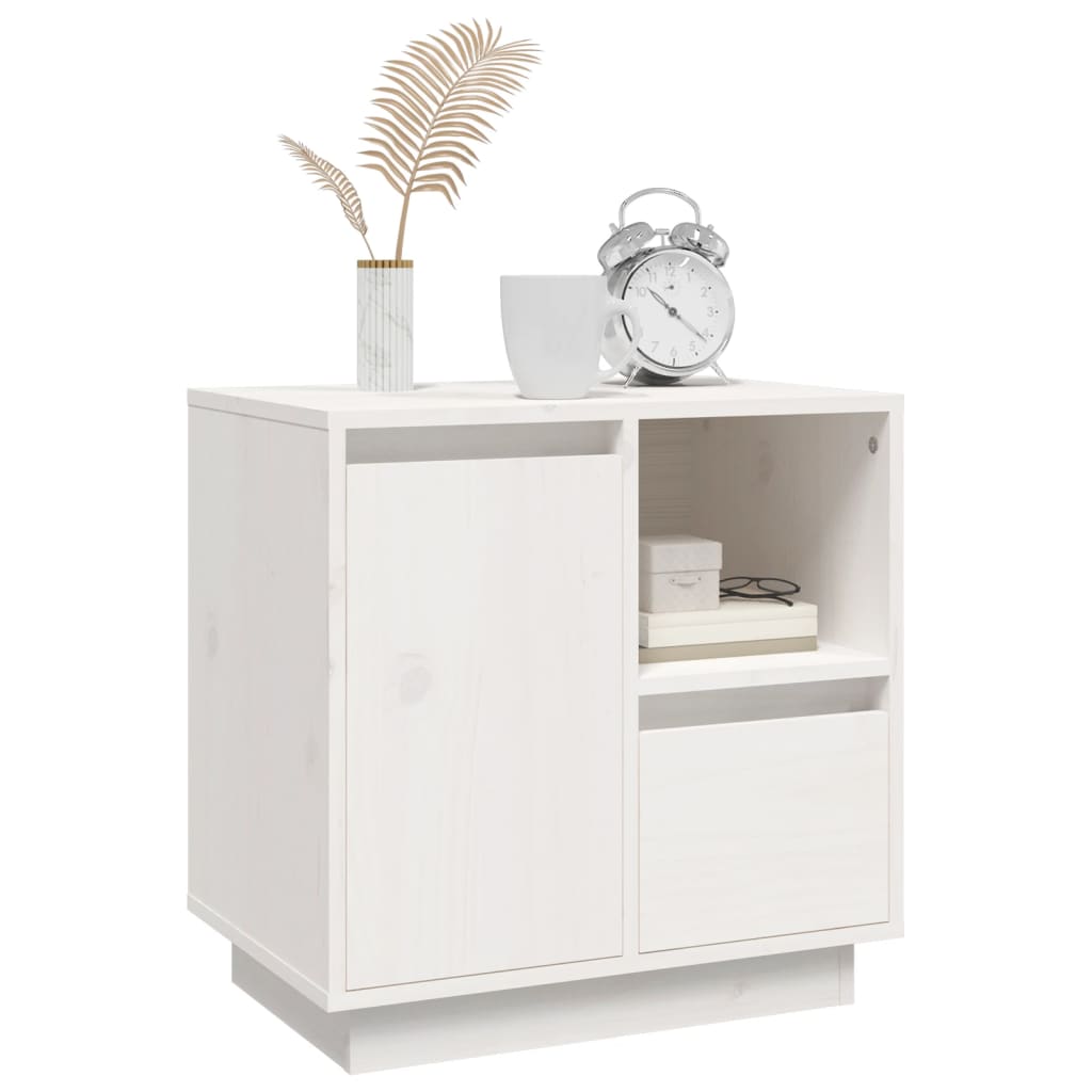 Sängbord 2 st vit 50x34x50 cm massivt furuträ