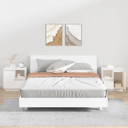 Sängbord 2 st vit 50x34x50 cm massivt furuträ