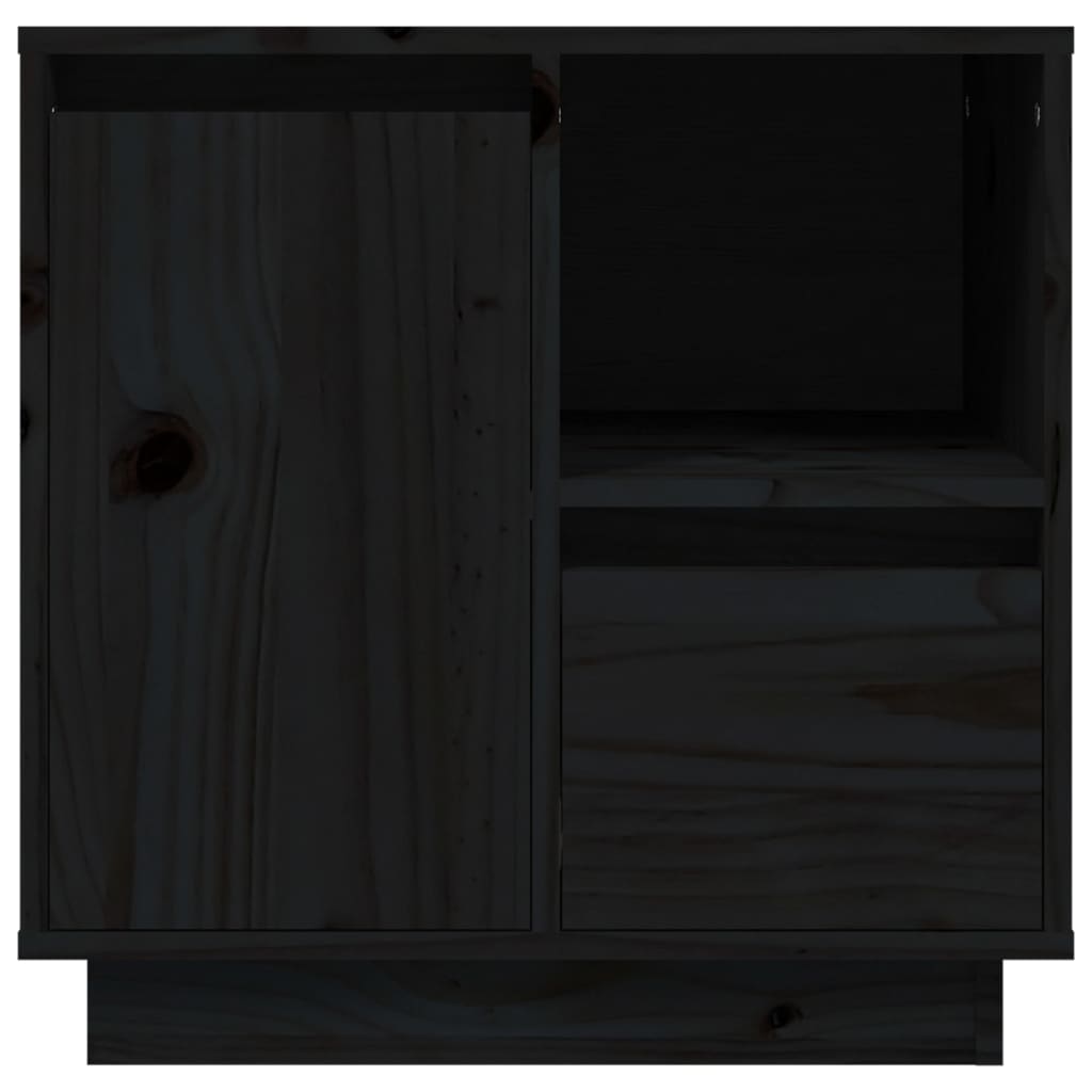 Sängbord 2 st svart 50x34x50 cm massivt furuträ