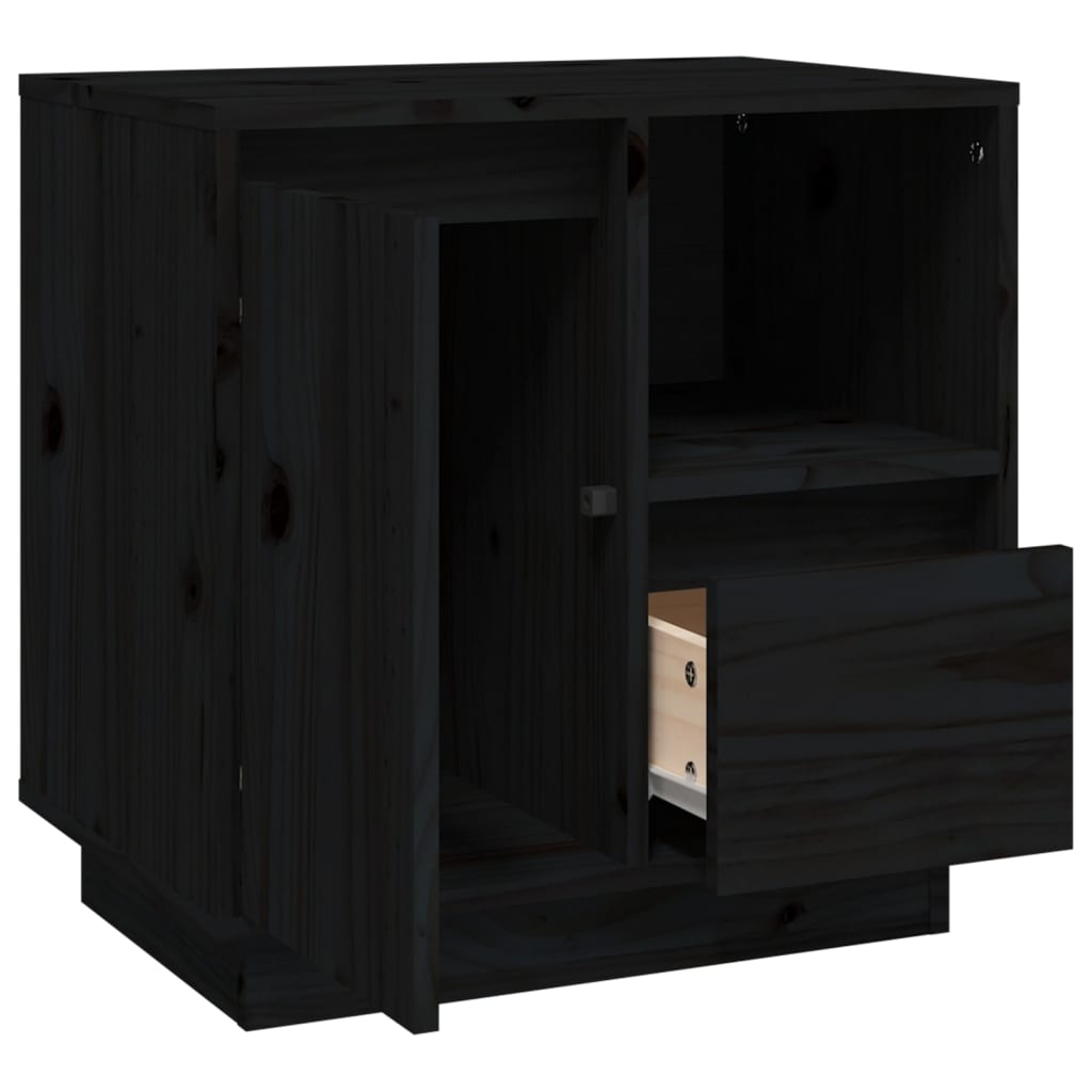 Sängbord 2 st svart 50x34x50 cm massivt furuträ