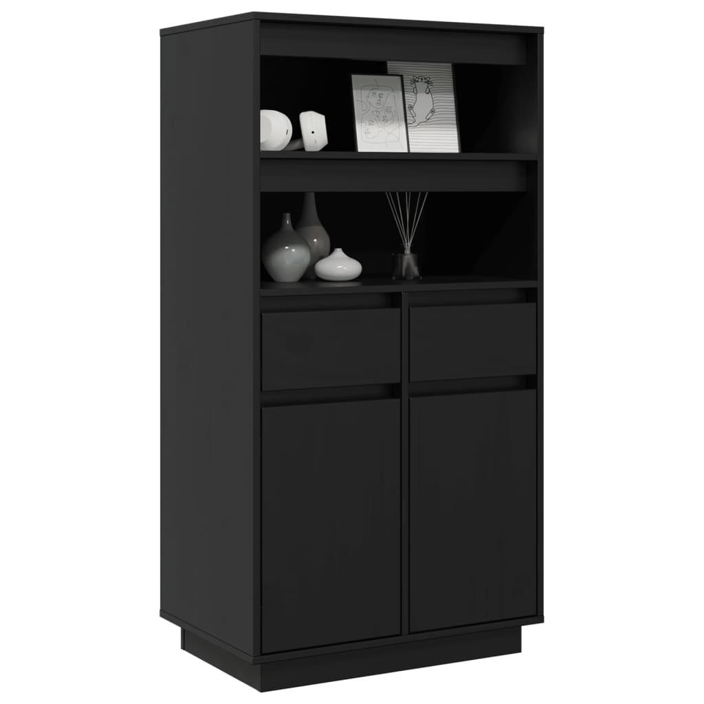 Skåp Svart 60x40x116,5 cm massiv furu