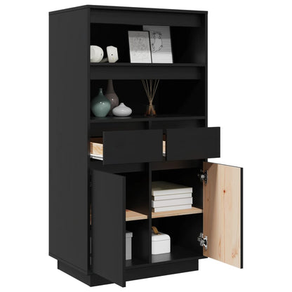 Skåp Svart 60x40x116,5 cm massiv furu