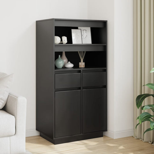 Skåp Svart 60x40x116,5 cm massiv furu