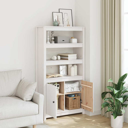 Skåp Vit 80x35x154 cm massiv furu