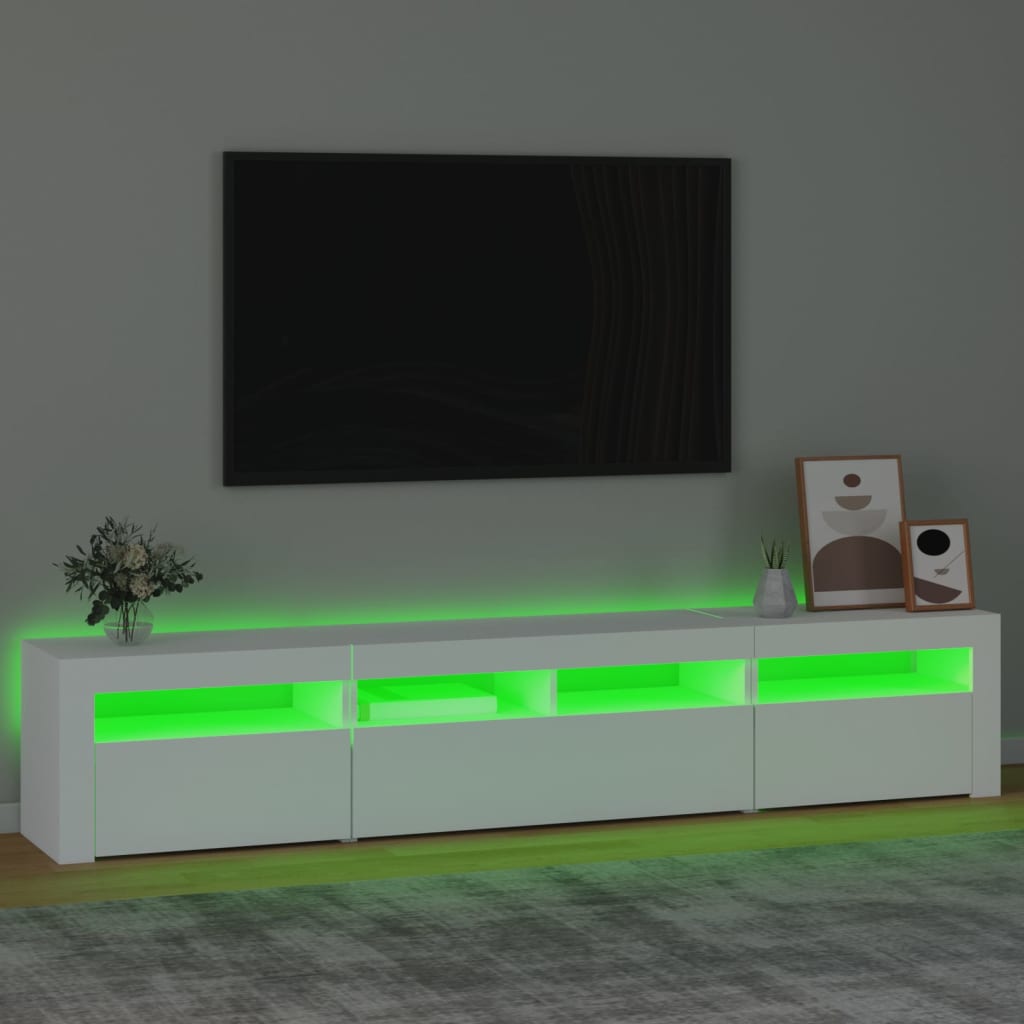TV-Möbel Vit TV-Bänk LED 210x35x40 cm