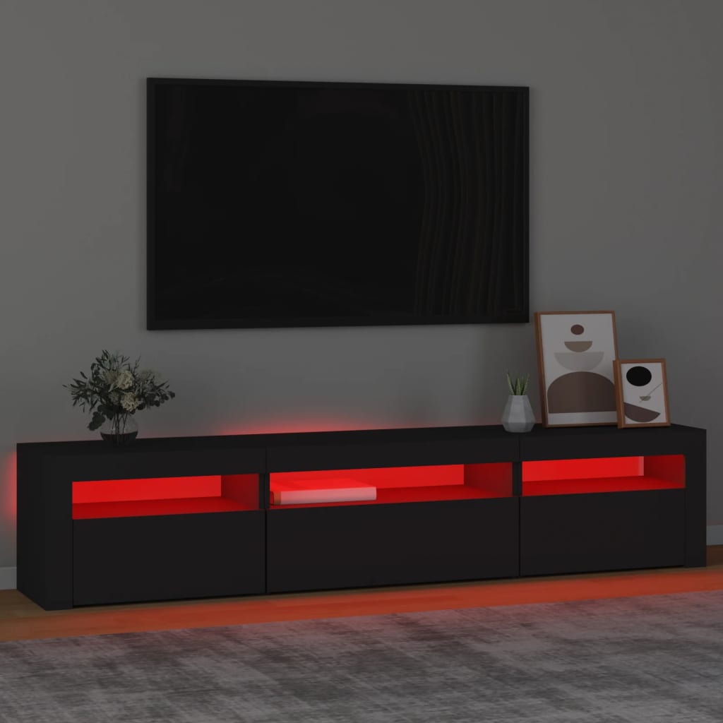 TV-Möbel Svart TV-Bänk LED 195x35x40 cm