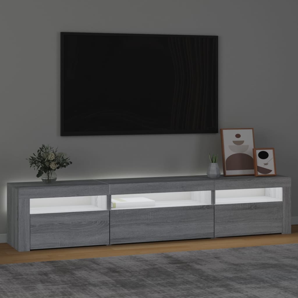 TV-Möbel Sonoma Grå TV-Bänk LED 195x35x40 cm