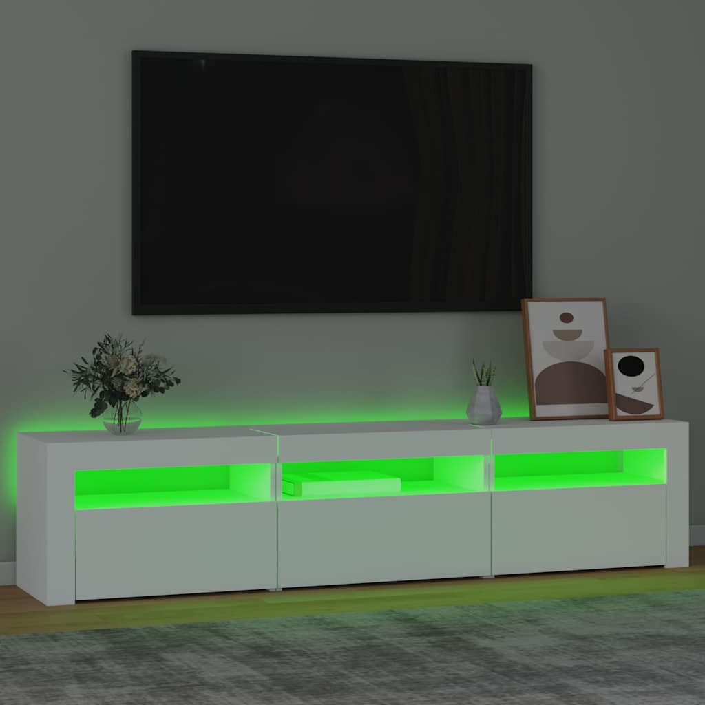 TV-Möbel Vit TV-Bänk LED 180x35x40 cm