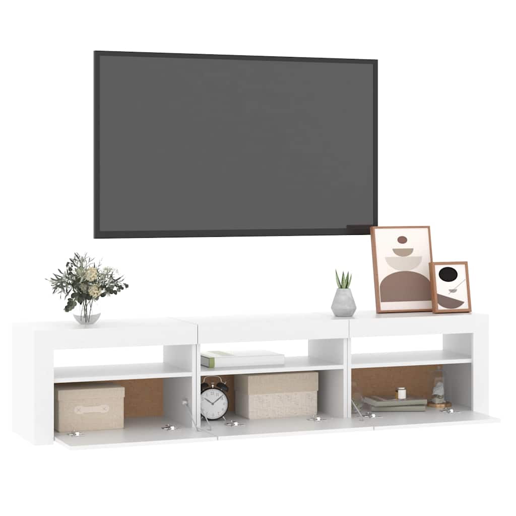 TV-Möbel Vit TV-Bänk LED 180x35x40 cm