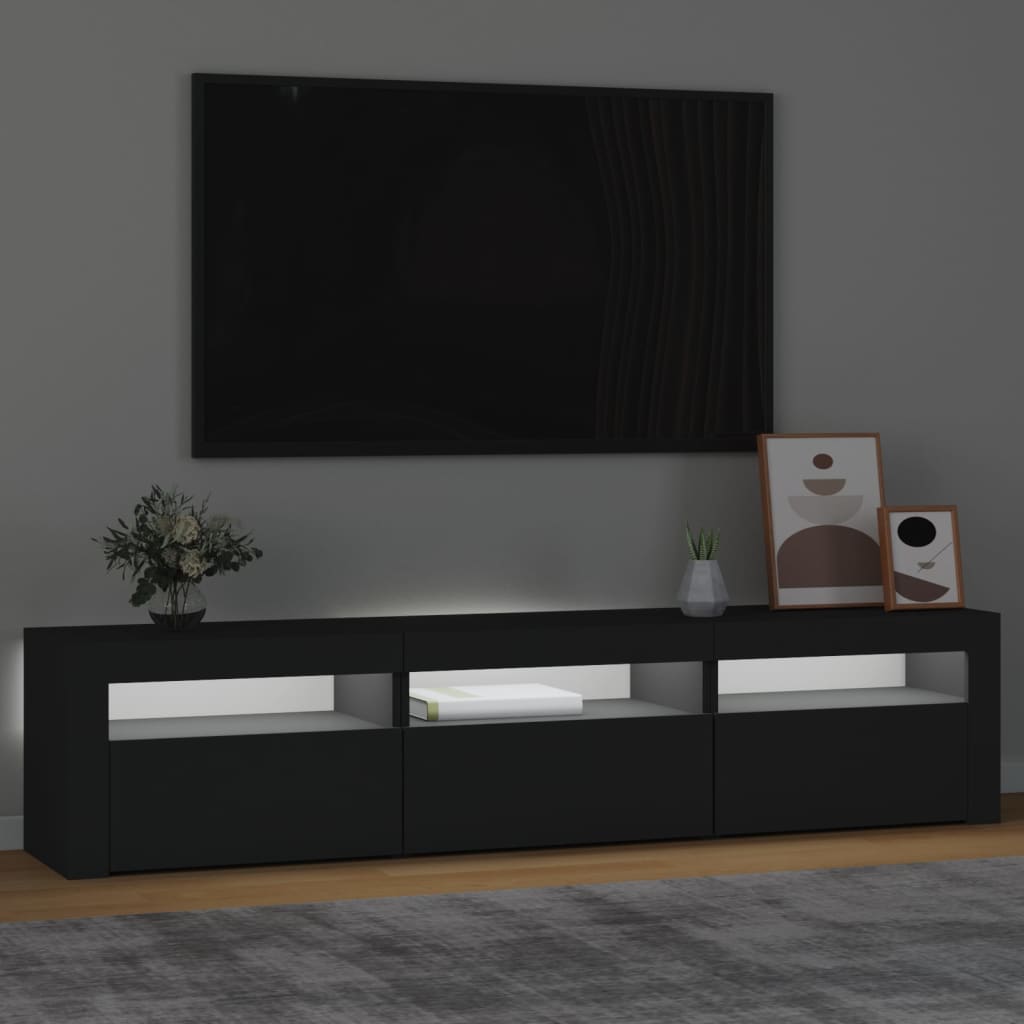 TV-Möbel Svart TV-Bänk LED 180x35x40 cm