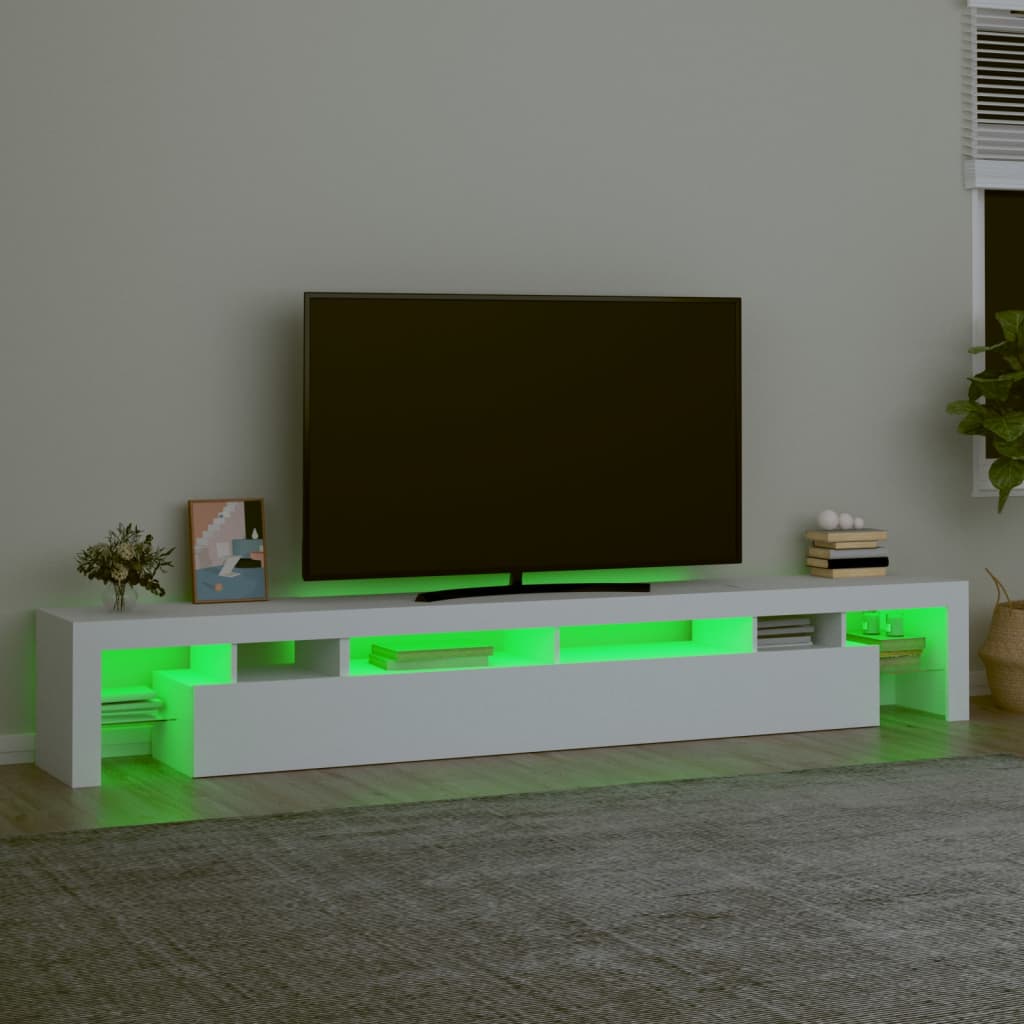 TV-Möbel Vit TV-Bänk LED-belysning 260x36,5x40 cm