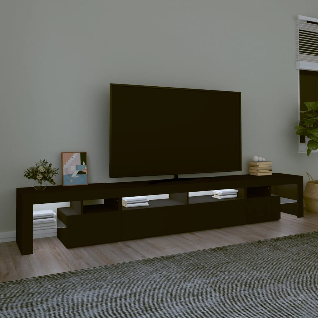 TV-Möbel Svart TV-Bänk LED 260x36,5x40 cm