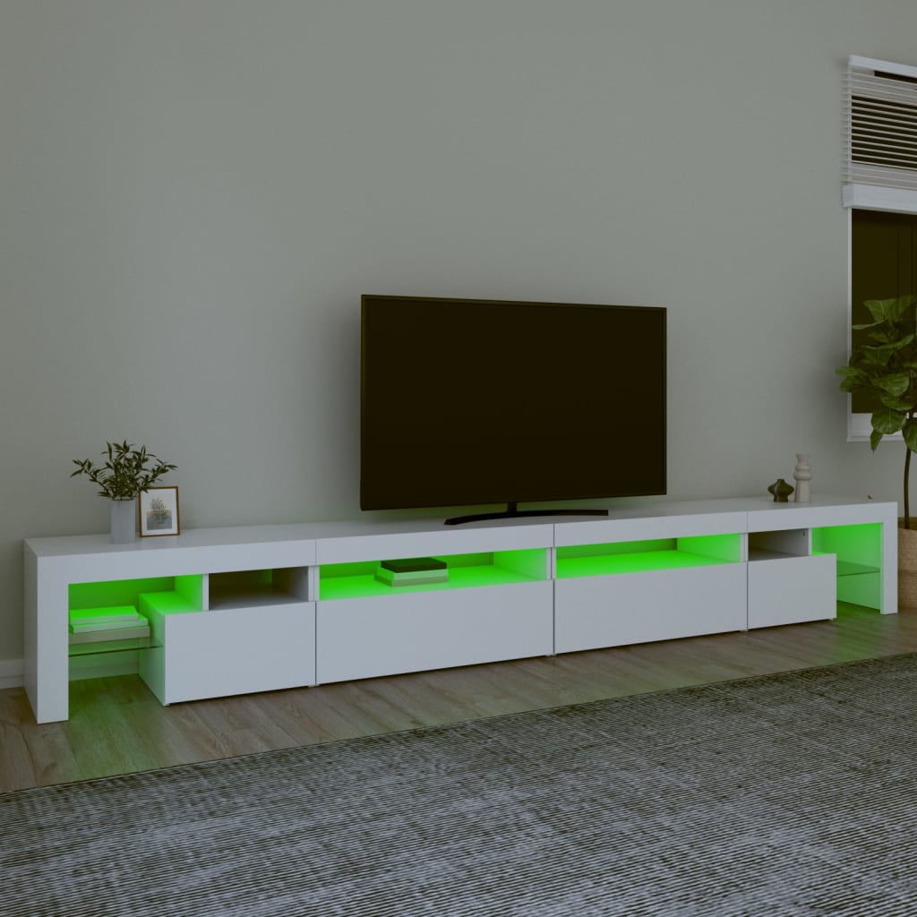 TV-Möbel Vit TV-Bänk LED 290x36,5x40 cm