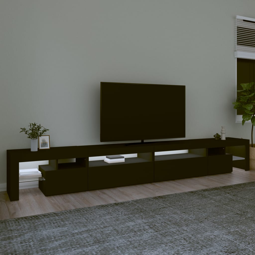 TV-Möbel Svart TV-Bänk LED 290x36,5x40 cm