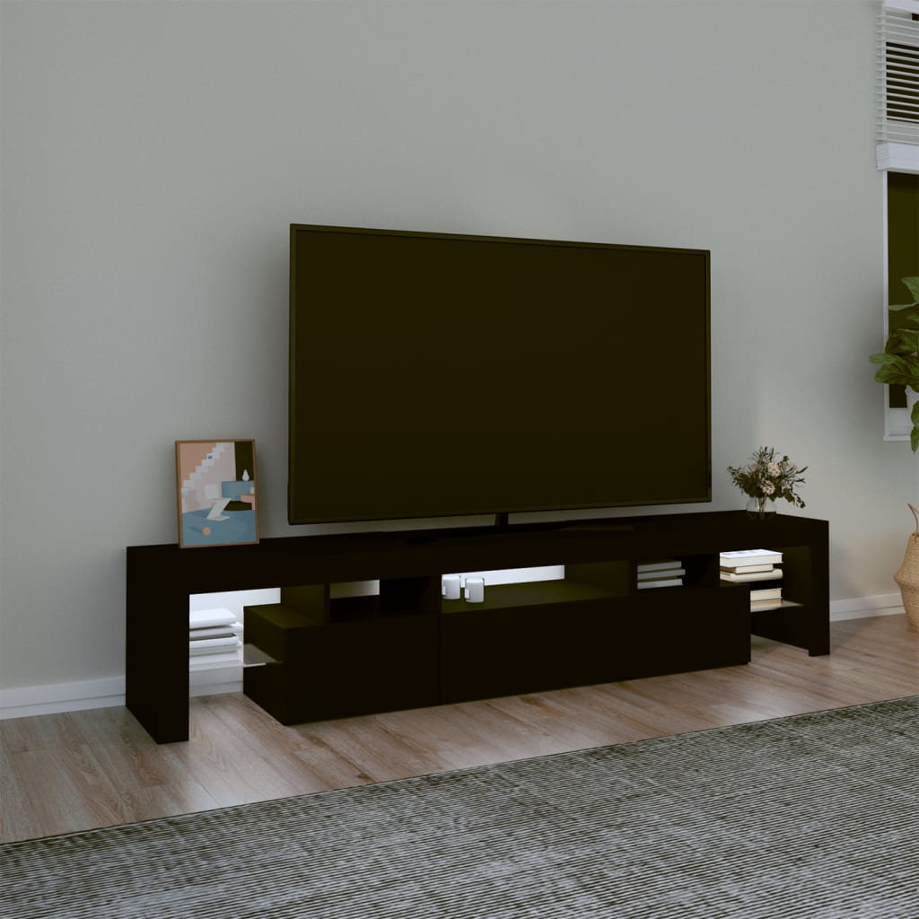 TV-Möbel Svart TV-Bänk LED 200x36,5x40 cm