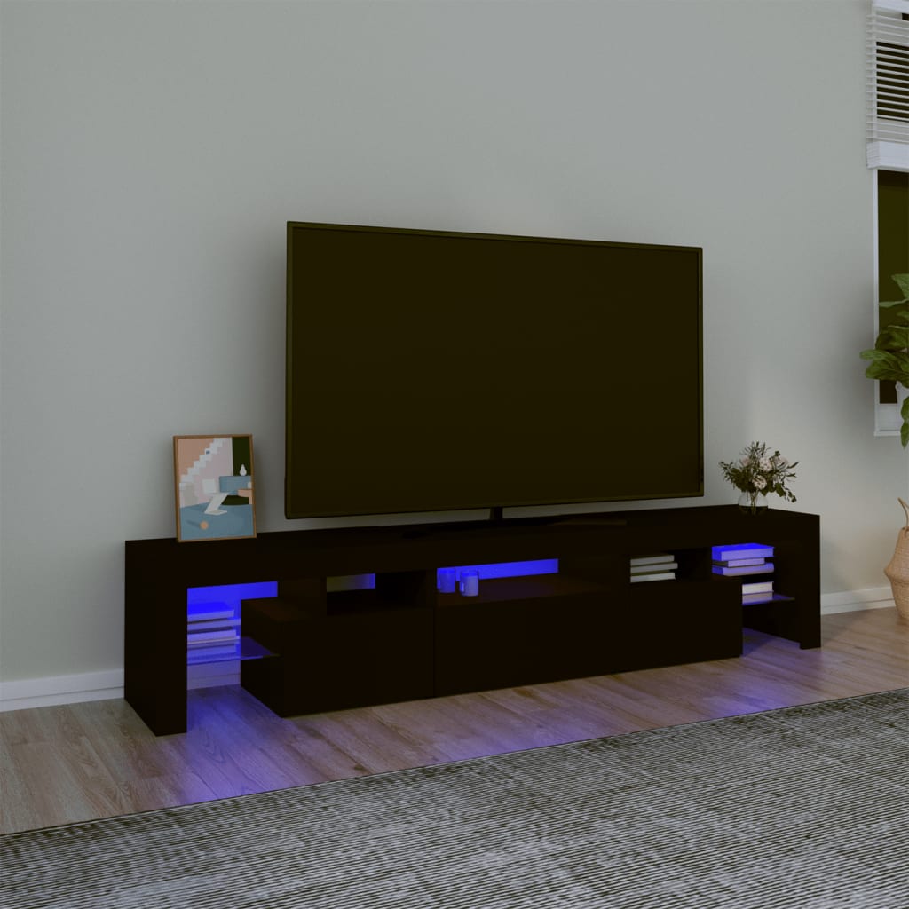 TV-Möbel Svart TV-Bänk LED 200x36,5x40 cm
