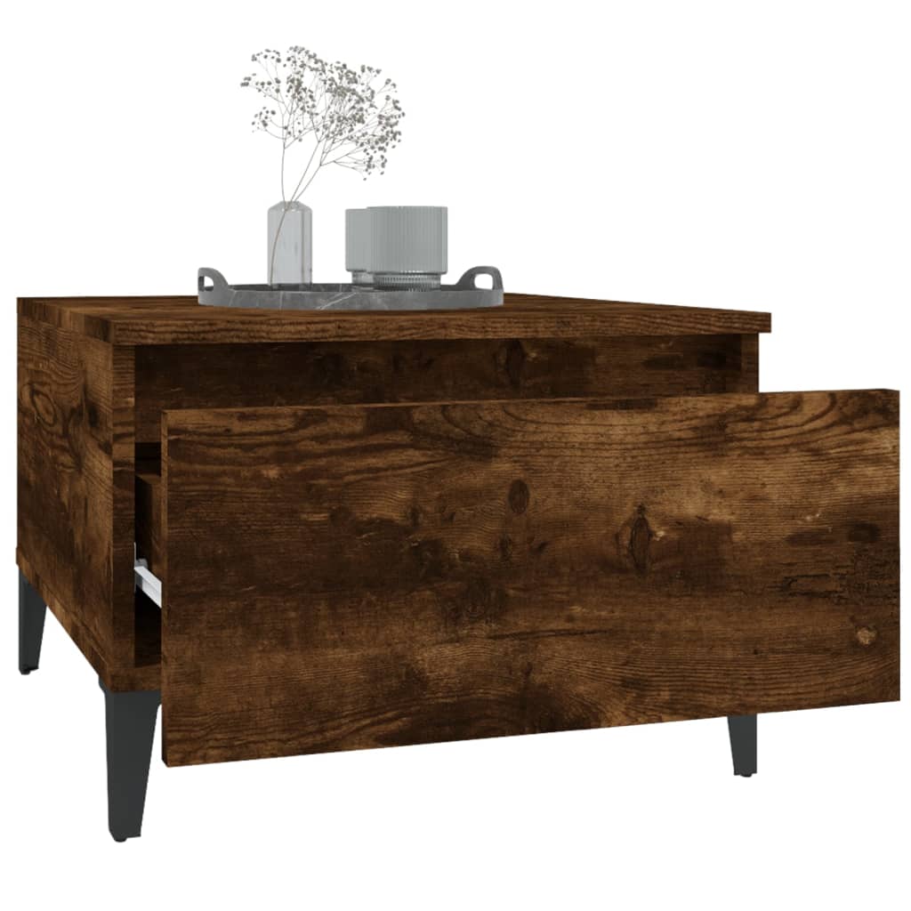 Soffbord 2 st rökfärgad ek 50x46x35 cm konstruerat trä