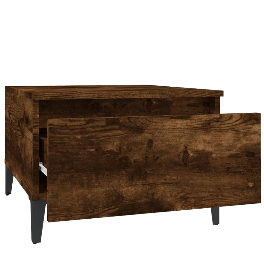 Soffbord 2 st rökfärgad ek 50x46x35 cm konstruerat trä