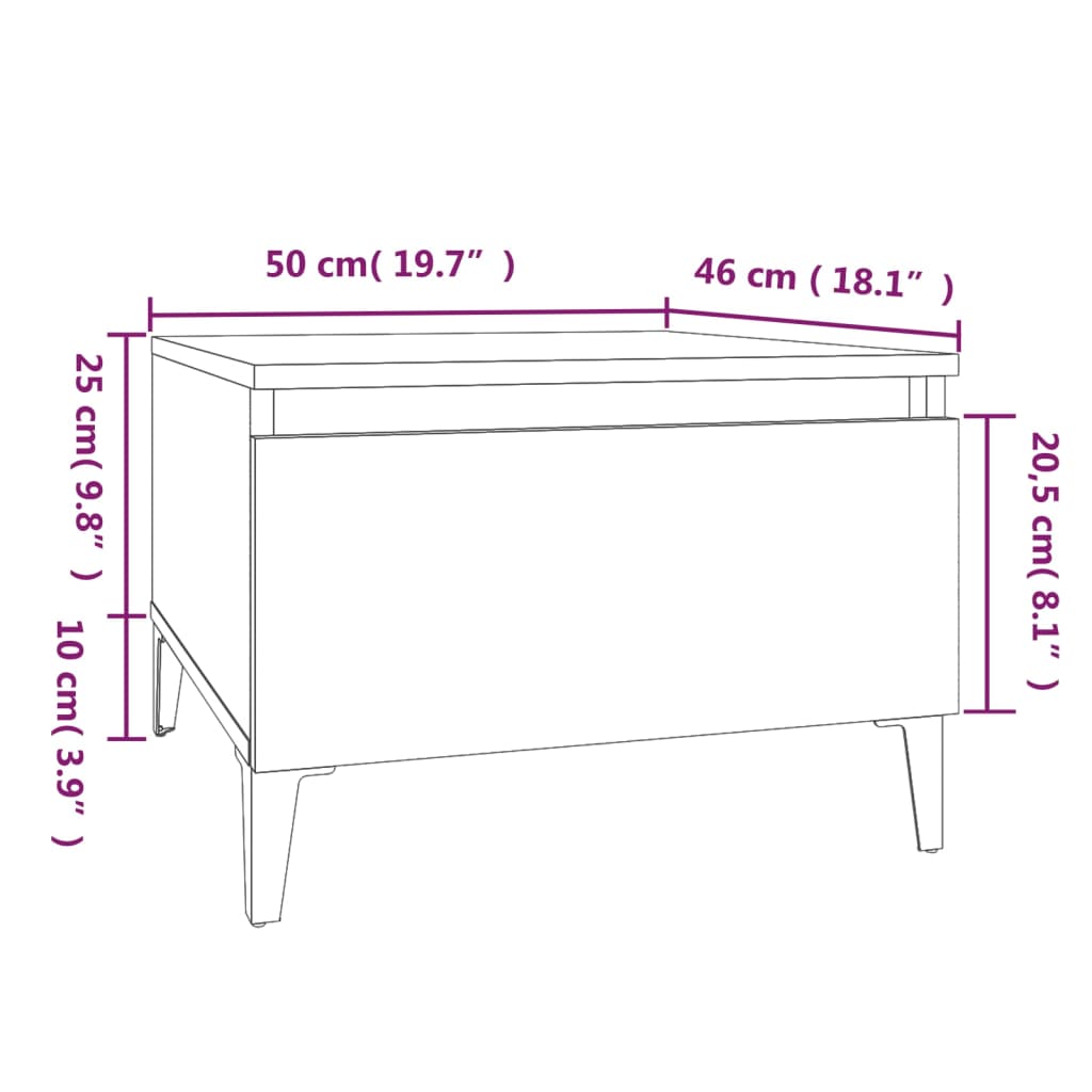 Soffbord 2 st rökfärgad ek 50x46x35 cm konstruerat trä
