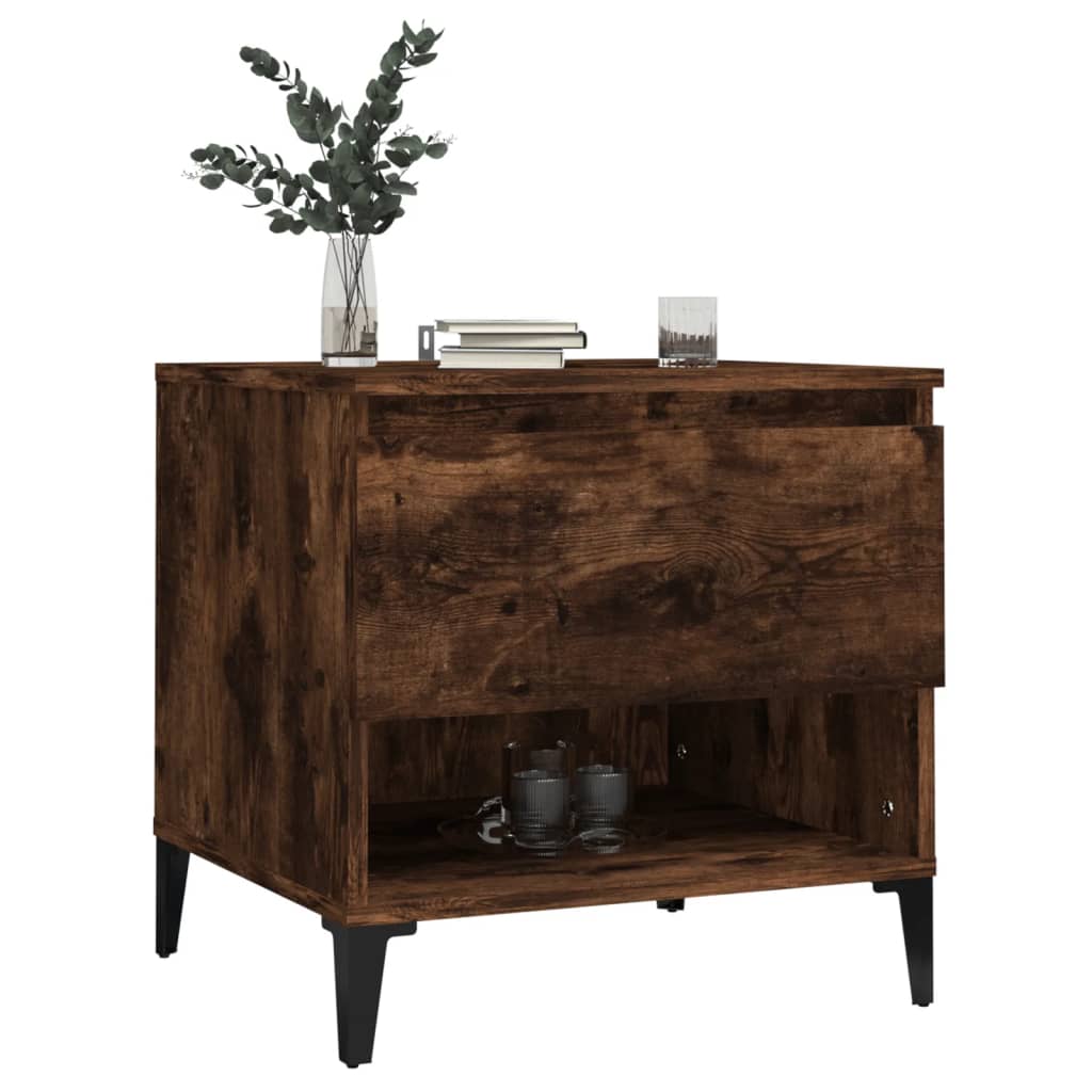 Soffbord 2 st rökfärgad ek 50x46x50 cm konstruerat trä