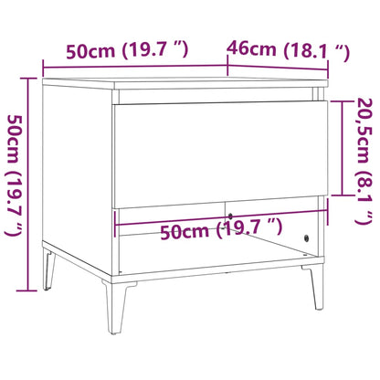 Soffbord 2 st rökfärgad ek 50x46x50 cm konstruerat trä