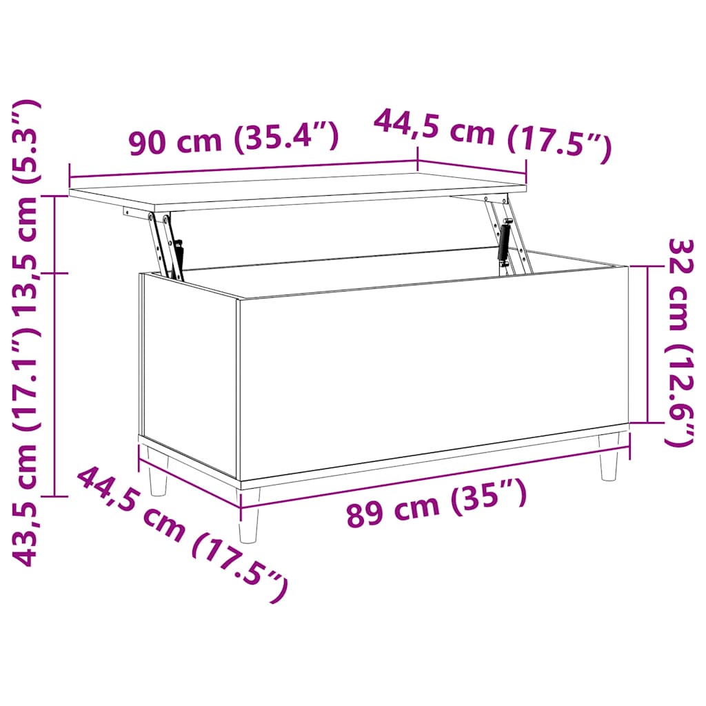 Soffbord vit 90x44,5x45 cm konstruerat trä