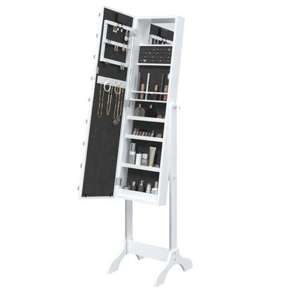 Väggspegel med LED Vit 34x37x146 cm