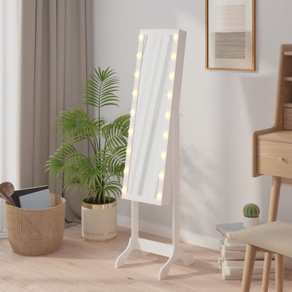 Väggspegel med LED Vit 34x37x146 cm