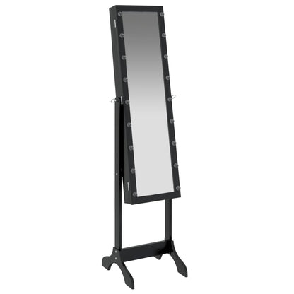 Väggspegel med LED Svart 34x37x146 cm