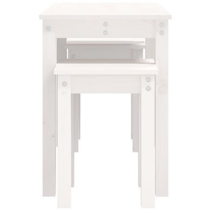 Sidobord Vit 3 st massiv furu
