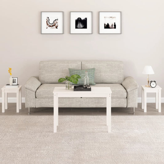 Sidobord Vit 3 st massiv furu