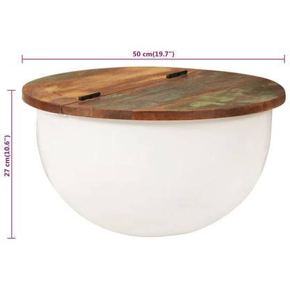 Soffbord Vit 50x27 cm massivt återvunnet trä