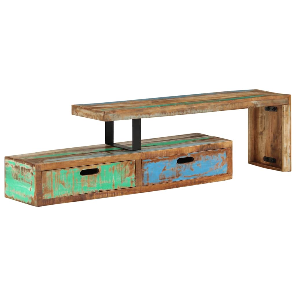TV-bänk (118-200) x 30 x 40 cm massivt återvunnet trä